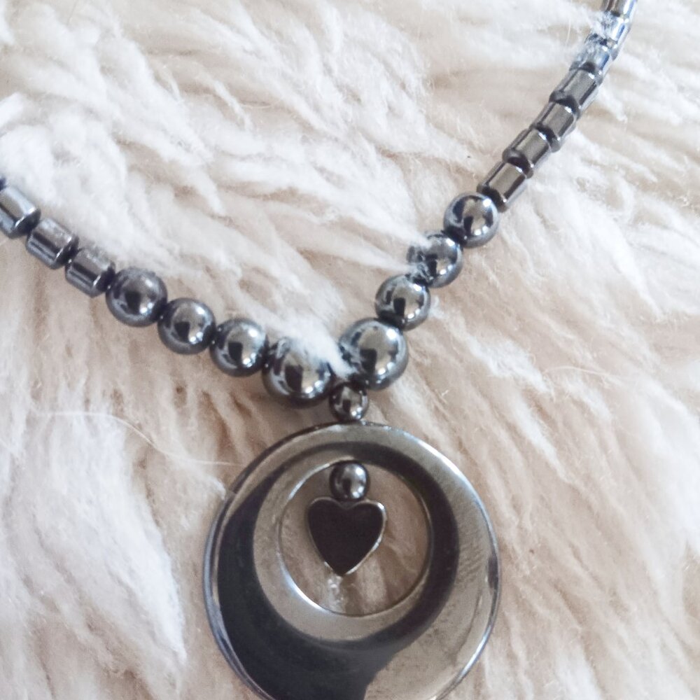 Happy Heart In Hematite!